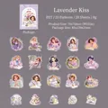 Set di 20 adesivi in PET Lavender Kiss con illustrazioni floreali per scrapbooking - Bacio di Lavanda