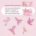 Rosa lasergeschnittene Vogelaufkleber, 30 Stück für Scrapbooking und Bastelarbeiten - Skyrealm Serie Rosa Vögel