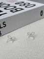 Exquisite 925 sterling silver bow knot stud earrings with twisted rope texture for women - Silver Bowknot Stud Earrings / Silver