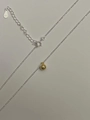 Collar minimalista de plata de ley 925 con un colgante de esfera dorada brillante - Plateado