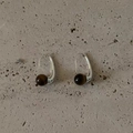 Elegant silver tiger eye drop earrings with a minimalist sleek design on stone texture - Silver