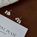 Eleganti orecchini a perno in argento 925 con perle e accenti di zircone - Argento