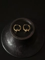 Pendientes de aro irregulares de plata S925 dorada con detalle de púas retro - Dorado