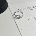Minimalistischer offener Knotenring aus Sterlingsilber mit verstellbarem Flecht-Design - Silber