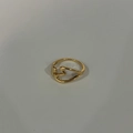 Minimalist 925 sterling silver hollow heart ring in gold finish with wavy linear design - Gold