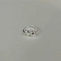 Minimalistische open ring van 925 sterling zilver met een dubbel hart-ontwerp - Zilver