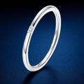 Minimalist ultra-slim silver stainless steel ring with a tiny square cubic zirconia inlay - US 5 / Single Stone Style / Steel