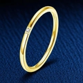 Slim golden stainless steel ring featuring a single square-set zircon stone - US 5 / Single Stone Style / Gold