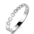 Bracelet jonc en acier titane argenté avec maillons étoilés sertis et finition polie - Style Ajouré Pavé Complet (39-B-1)
