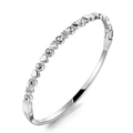 Silver-plated titanium steel heart bangle with clear cubic zirconia inlay and clasp - Steel Color Heart Style (39-B-5)
