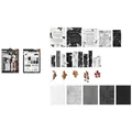 Retro DIY scrapbooking kit met 40 zwart-witte tekststickers en bladeren decoratie - Onvergetelijke Gedachten