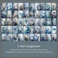 Imagination of the Sky vintage paper set with 50 unique blue art illustrations - Sky Imagination