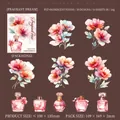 Pink floral and perfume bottle PET stickers with shimmering shell light finish - Flower Dream
