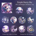 Purple Starry Night PET stickers featuring moon and floral moonlit garden designs - Purple Starry Sky