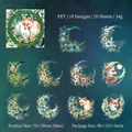 Night Forest PET sticker set with fox and moon designs for journals 20pcs - Night Forest