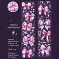 Sparkling PET ribbon tape with shell light finish featuring purple bow and floral patterns - Light Purple Night