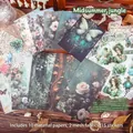 Set scrapbooking vintage Midsummer Jungle con 10 carte, 2 tessuti a rete e 15 adesivi - Giungla di Mezza Estate