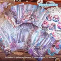 Kit scrapbooking fai-da-te tema palazzo da sogno con adesivi floreali viola e carte - Palazzo Sognante