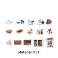 Retro PET sticker pack featuring vintage tableware and teddy bear designs, 30 pieces - Second-Hand Store