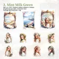 PET Fantasie Aufkleber Set in Mintgrün für DIY Basteln und Journaling Dekoration - Minzgrün