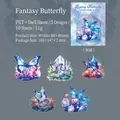 Adesivi farfalla in PET con effetto luce a conchiglia e design floreale di cristallo - Farfalla di Fantasia