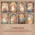 Golden Sunset vintage window scrapbooking paper set with 32 sheets of floral designs - Golden Sunset