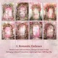 Vintage floral window scrapbook paper set with 32 sheets of romantic purple flower patterns - Romantic Embrace