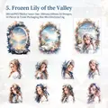 Dream Fantasy Lily of the Valley PET character stickers for DIY journal decor 10pcs - Icy Lily of the Valley