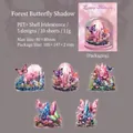 Shiny PET crystal butterfly stickers for journaling with forest themed shell light effect - Forest Butterfly Shadow