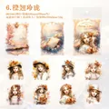 Vintage PET-Sticker-Set mit 10 floralen Mädchenmotiven für DIY-Scrapbooking-Dekoration - Orange Eleganz