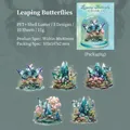 Translucent butterfly and flower PET stickers with iridescent shell light finish 10pcs - Dancing Butterflies