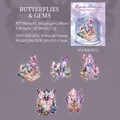 Butterfly and gemstone PET stickers with shell light finish for scrapbooking - Butterfly & Gems
