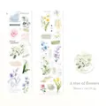 Watercolor flower PET tape for scrapbooking, 50mm width with floral and text motifs - Blooming Flowers