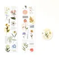 Floral PET decorative tape for scrapbooking featuring watercolor nature motifs in white - Natural Notes