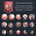 Set di 30 adesivi PET Dea della Luna con motivi artistici magici in rosa e viola - Guardiano del Quarzo Rosa