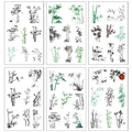 Ink style PET stickers set featuring 6 sheets of traditional Chinese bamboo and cranes - Quiet Bamboo