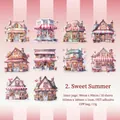 Set de 10 pegatinas PET de acuarela con arquitectura de pastelería para decoración - Verano Dulce