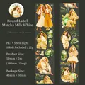Matcha Milk PET tape with shell light finish featuring long-haired girl illustrations - Matcha Milk White