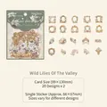 Vintage Lilien Aufkleber Set mit dekorativen Rahmen für DIY Scrapbooking und Journaling - Maiglöckchen