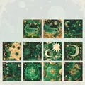 Star Fantasy scrapbooking paper set with green star trail tarot patterns for DIY decor - Green Star Trail