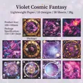 Star Fantasy decorative paper set with 10 celestial patterns for scrapbooking journaling - Purple Star Map