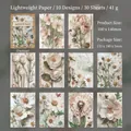 Set de papel decorativo vintage de jardín floral, 10 diseños botánicos en pack de 30 hojas - Sueño Floral Vintage