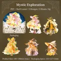 PET Trainee Witch stickers with shell light finish featuring 5 magical character designs - Mysterious Exploration