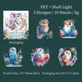 Decorative owl PET stickers with shiny shell light finish for journaling decoration - Flowers And Birds Series / Silly Owl