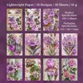 Set de papel vintage para scrapbooking estilo Purple Years con 30 hojas de motivos florales - Tiempo Púrpura