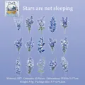 Pack autocollants fleurs PET bleus thème Nuit Étoilée pour décoration de journal - Temps des Fleurs-Étoiles Sans Sommeil
