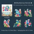 Parrot and flowers PET stickers with pearlescent shell light finish 10-piece set - Flowers And Birds Series / Naughty Parrot