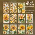 Pack de papel vintage para scrapbooking con girasoles y rosas en tonos cálidos - Memoria Amarilla Marchita
