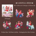 Glossy shell light PET cardinal bird stickers for scrapbooking decoration 10pcs set - Flowers And Birds Series / Cardinal Bird