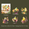 PET flower and bird stickers with shell light finish featuring goldfinch designs - Flowers And Birds Series / Cute Goldfinch